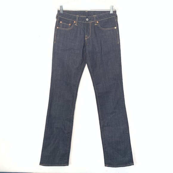 Evisu Heritage Dark Wash Denim Jeans With Straight Leg Cut Size 29 - Picture 2 of 9
